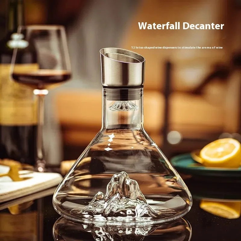 Iceberg Waterfall Crystal Wine Decanter – Lead-Free Quick Decanter for Enhanced Flavor