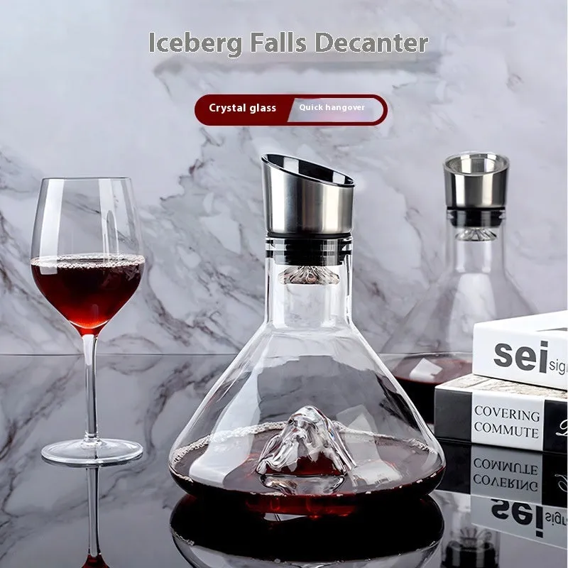 Iceberg Waterfall Crystal Wine Decanter – Lead-Free Quick Decanter for Enhanced Flavor