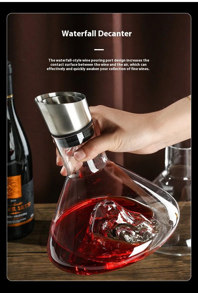 Iceberg Waterfall Crystal Wine Decanter – Lead-Free Quick Decanter for Enhanced Flavor