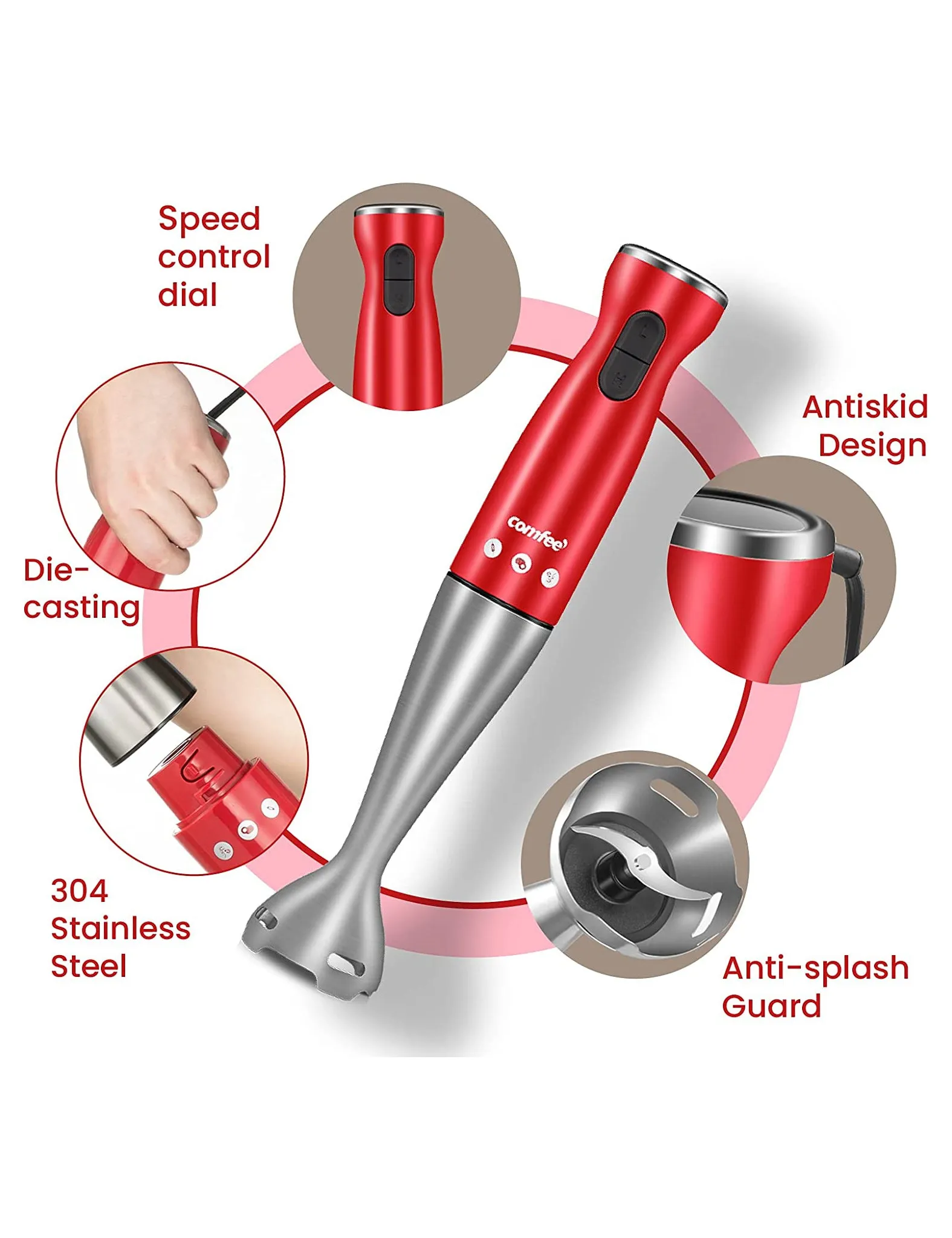 Immersion Hand Blender - Red