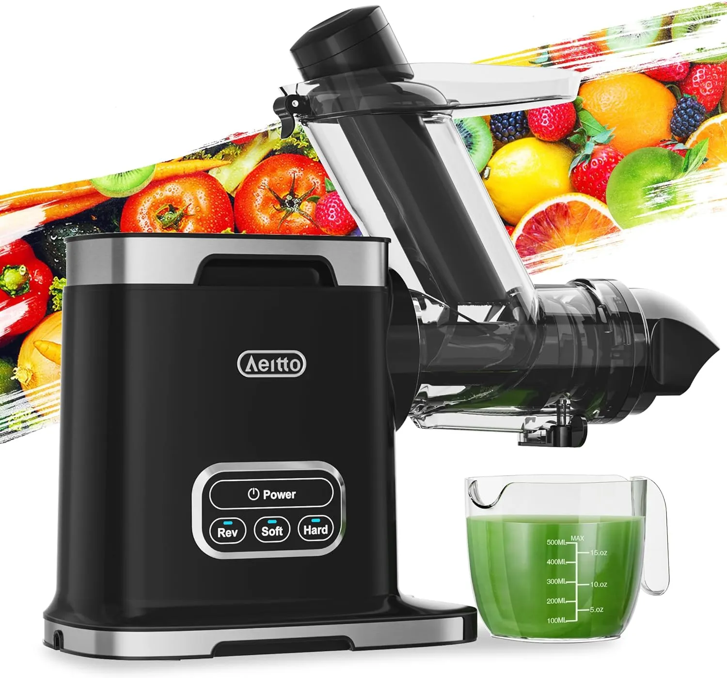 Juicer with 3.6 Inch Wide Chute, 2-Speed Modes & Reverse Function