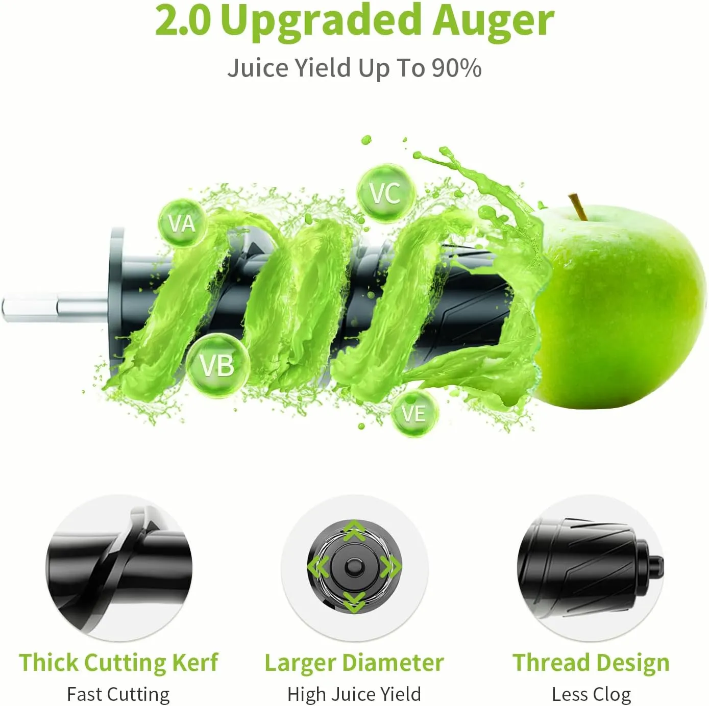 Juicer with 3.6 Inch Wide Chute, 2-Speed Modes & Reverse Function