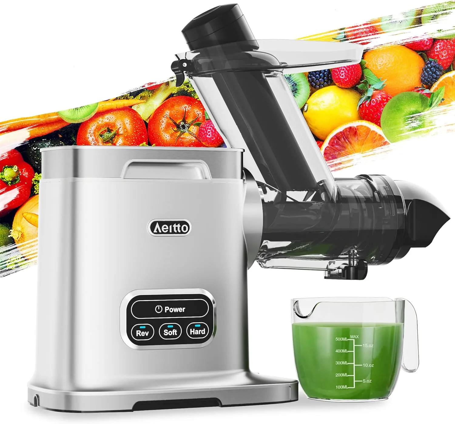 Juicer with 3.6 Inch Wide Chute, 2-Speed Modes & Reverse Function