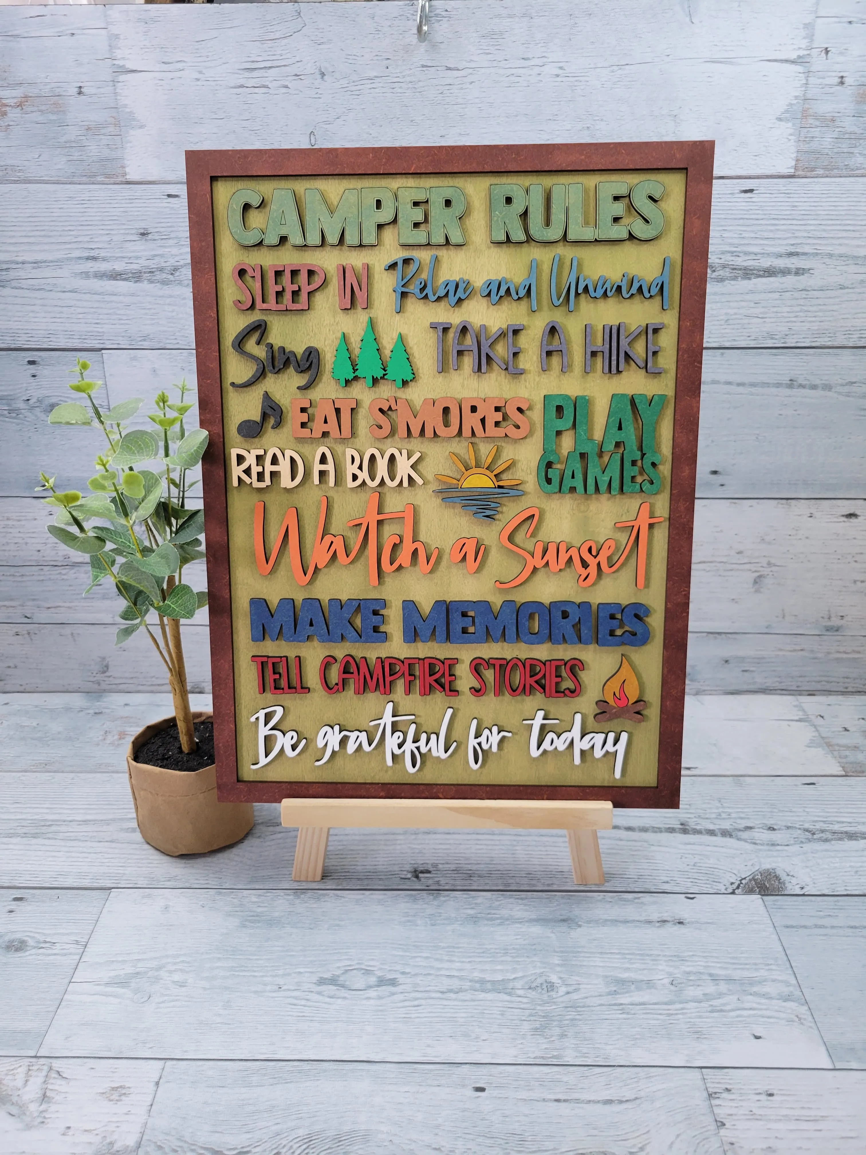 Laser Ready SVG: Camper Rules Word Art Framed Sign SVG FILE