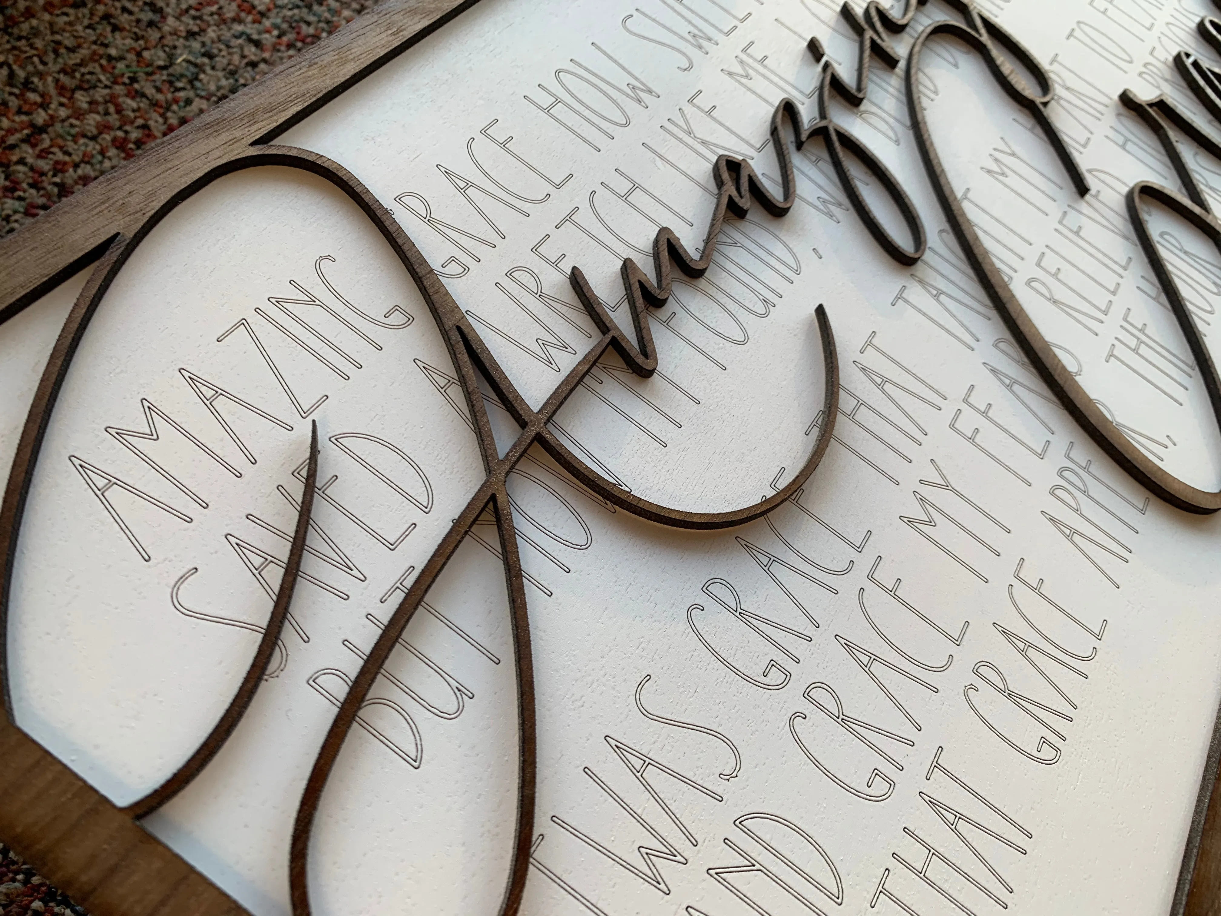 Layered Quotes: Amazing Grace SVG File Glowforge Ready