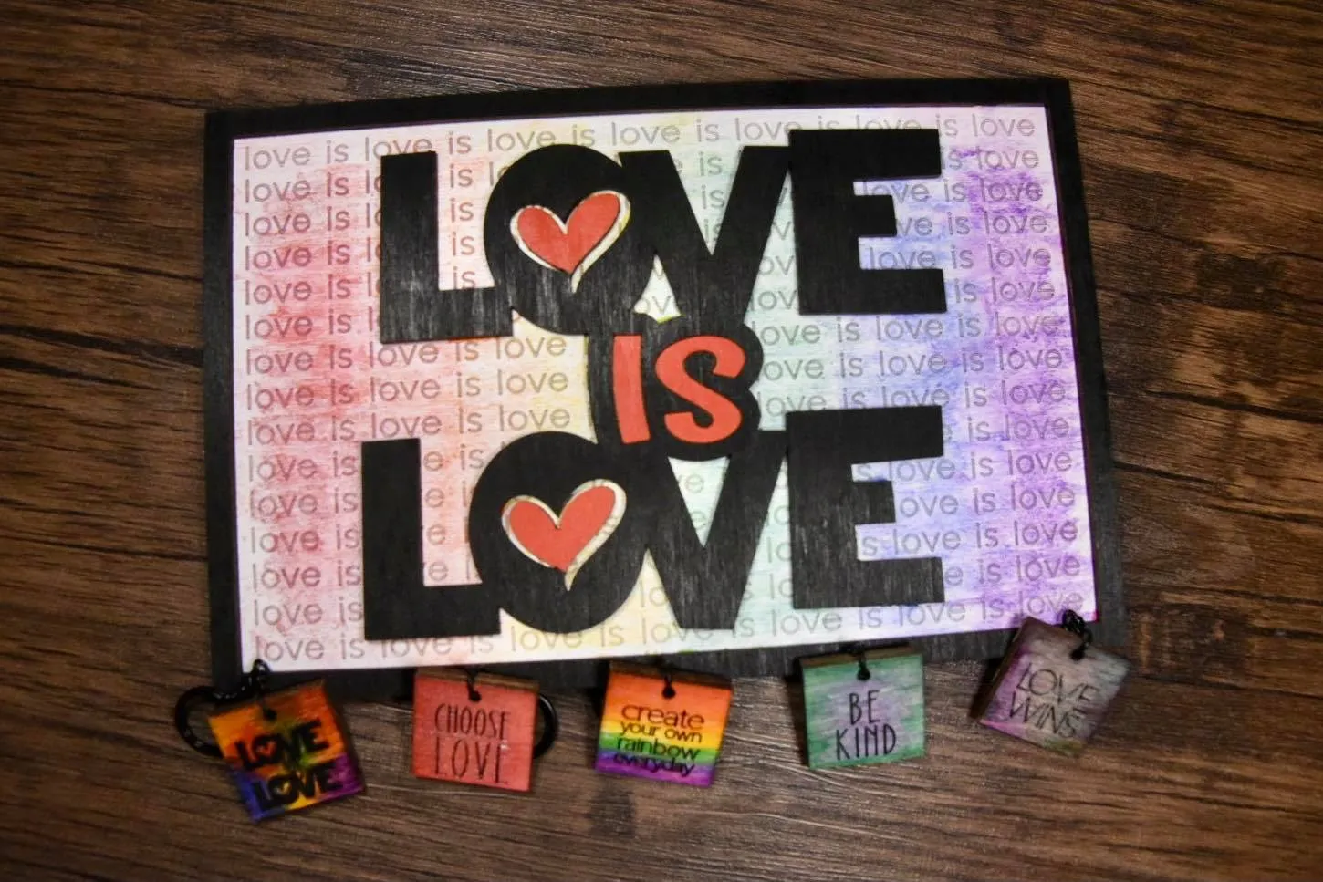 Layered Sign and Keychains: LOVE is LOVE SVG File Laser Ready Glowforge