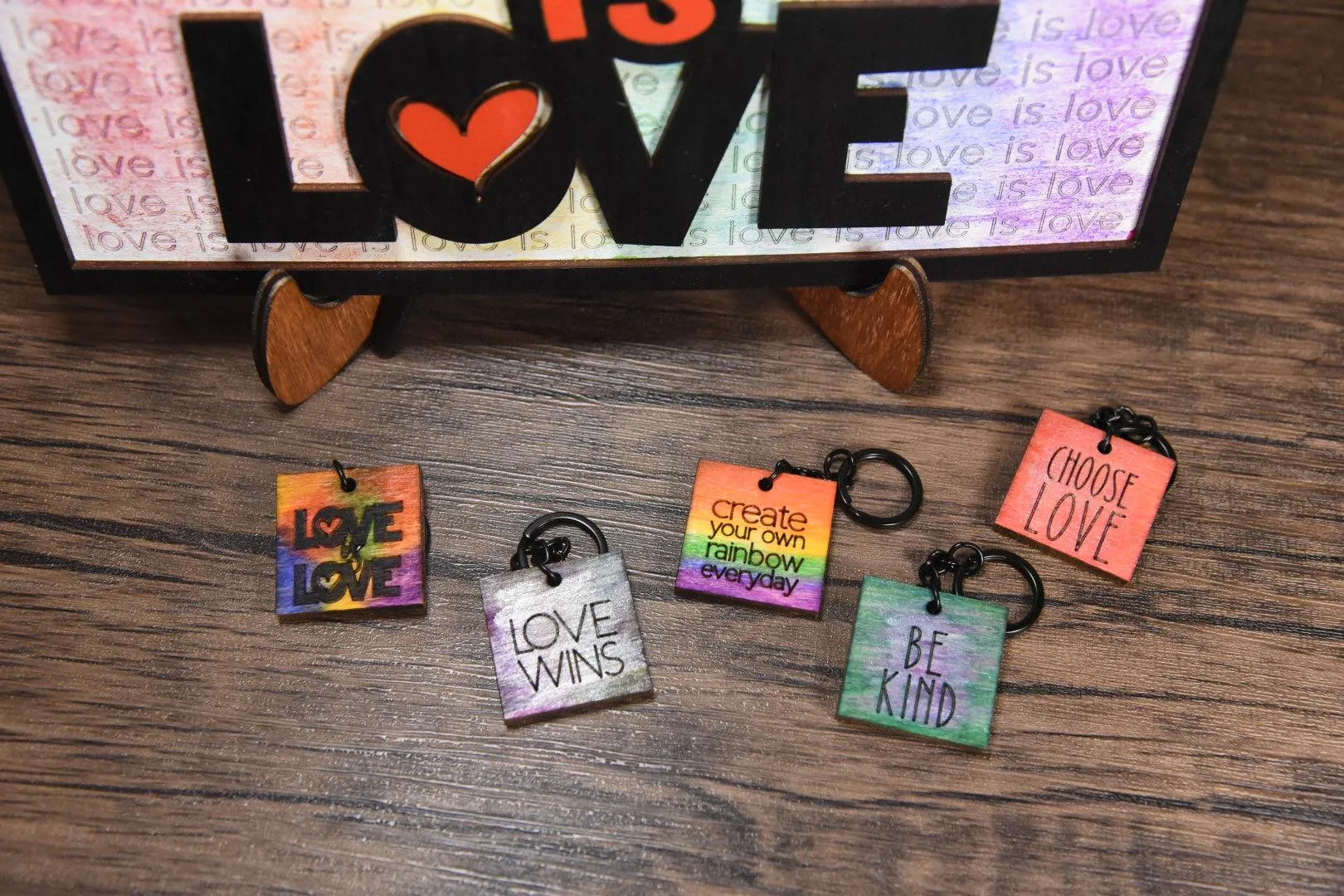 Layered Sign and Keychains: LOVE is LOVE SVG File Laser Ready Glowforge