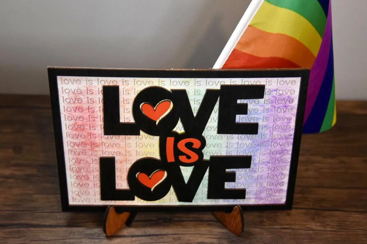 Layered Sign and Keychains: LOVE is LOVE SVG File Laser Ready Glowforge