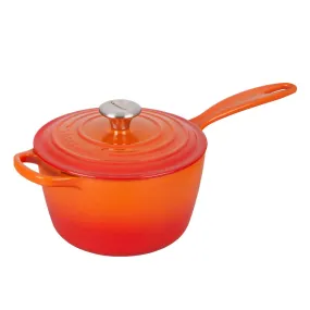 Le Creuset Signature Enameled Cast Iron Sauce Pan with Lid, 2.25-Quart, Flame