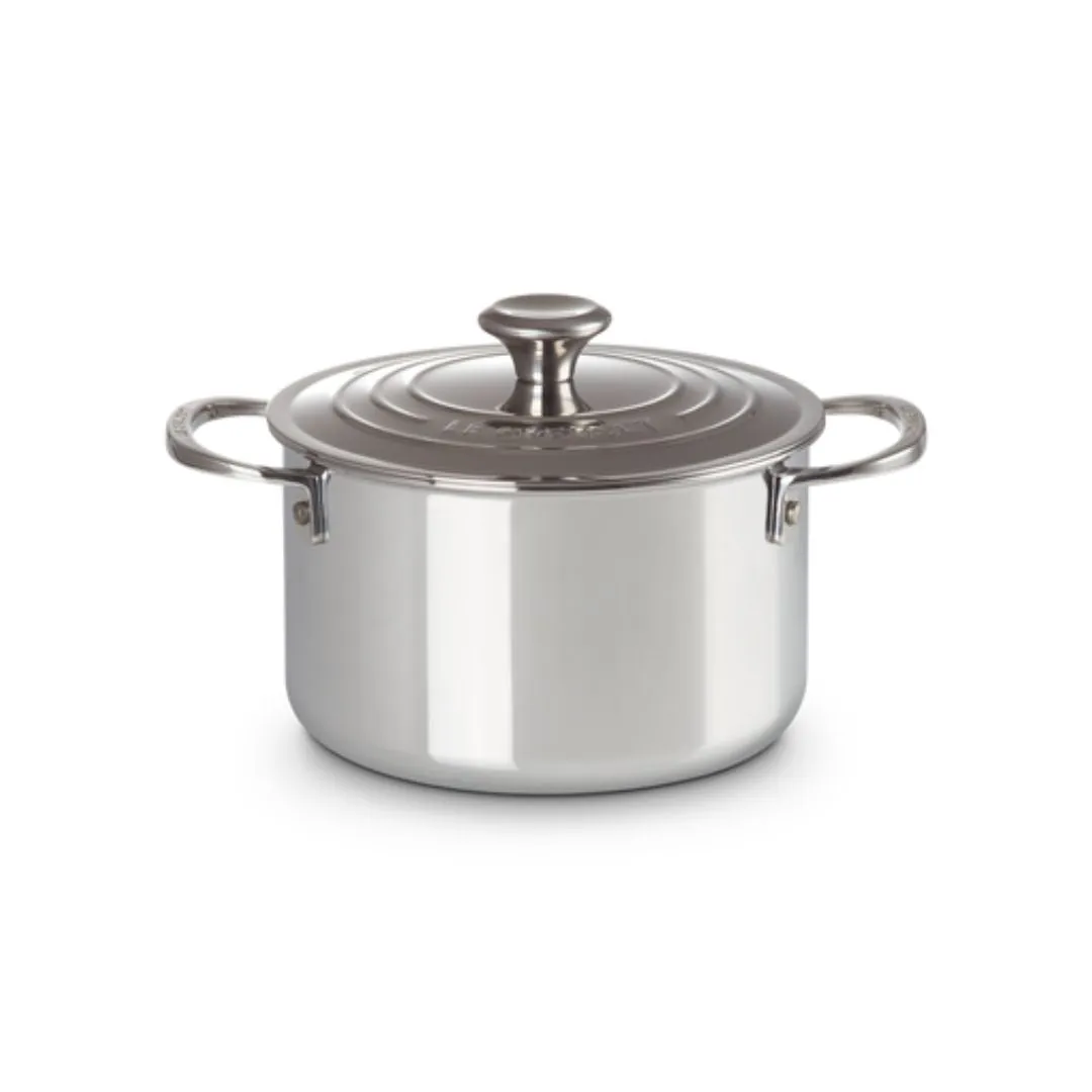 Le Creuset Signature stainless steel deep casserole with lid