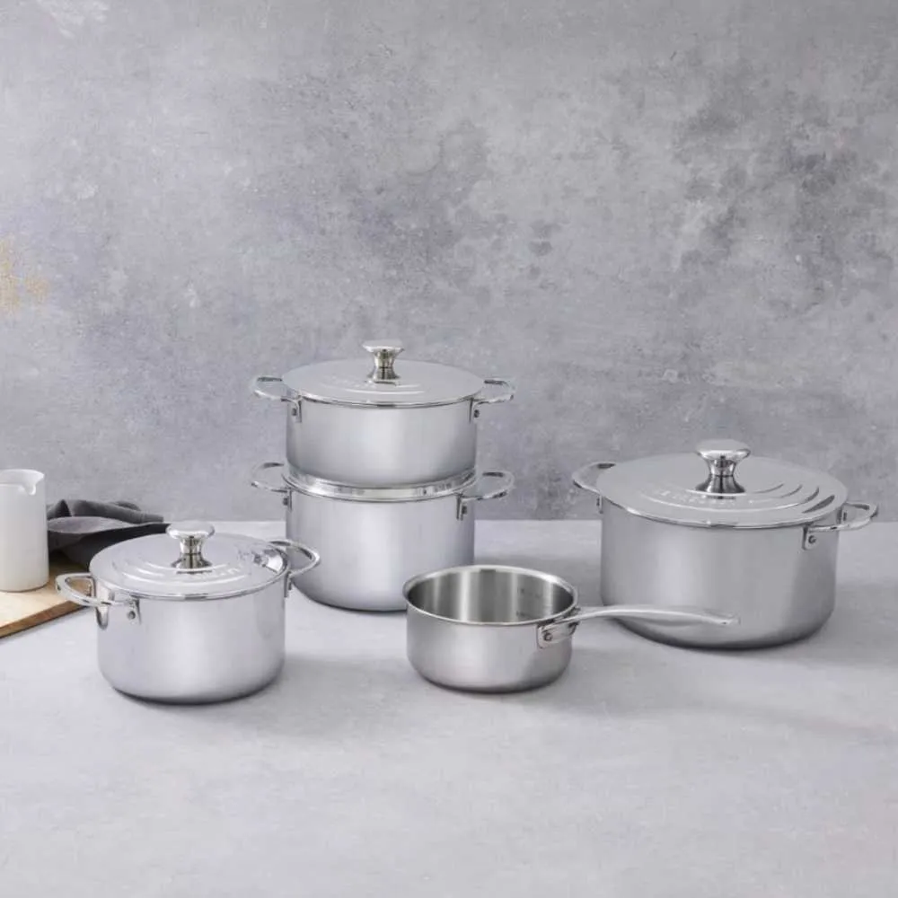 Le Creuset Signature stainless steel deep casserole with lid