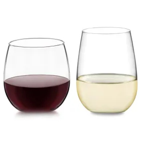 Libbey Stemless 12 Piece Wine Glass Party Set for Red and White Wines