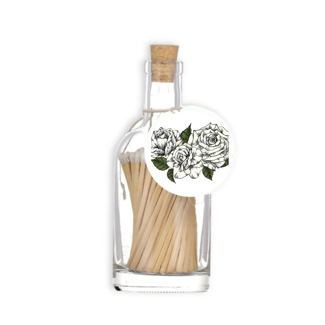 Luxury Match Bottle - White Roses Design