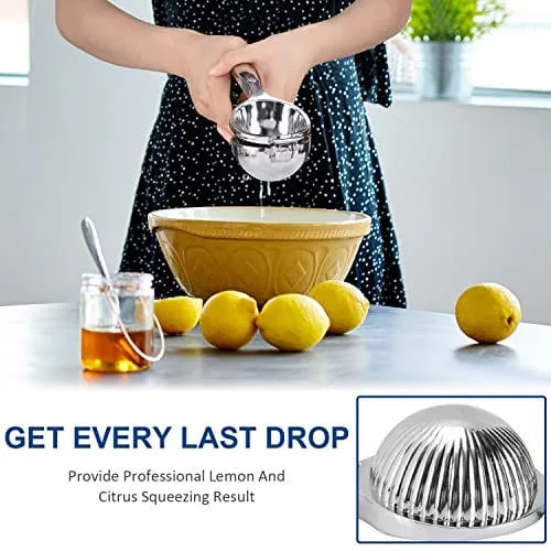 Manual Lemon Squeezer, Metal Rustproof Lime Squeezer, Handheld Citrus Press Juicer and Fruit Juicer - Extracting Lemon Juice and More Fruit (2.75 inch Diameter)