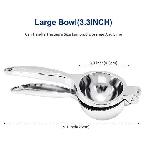 Manual Lemon Squeezer, Metal Rustproof Lime Squeezer, Handheld Citrus Press Juicer and Fruit Juicer - Extracting Lemon Juice and More Fruit (2.75 inch Diameter)