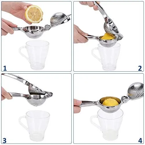 Manual Lemon Squeezer, Metal Rustproof Lime Squeezer, Handheld Citrus Press Juicer and Fruit Juicer - Extracting Lemon Juice and More Fruit (2.75 inch Diameter)