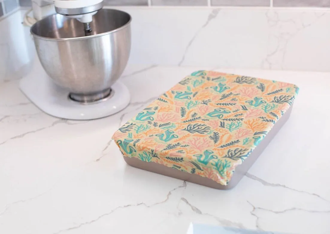 Meli Wraps Beeswax Wrap Bulk Roll   Cutlery Set in Reef Print