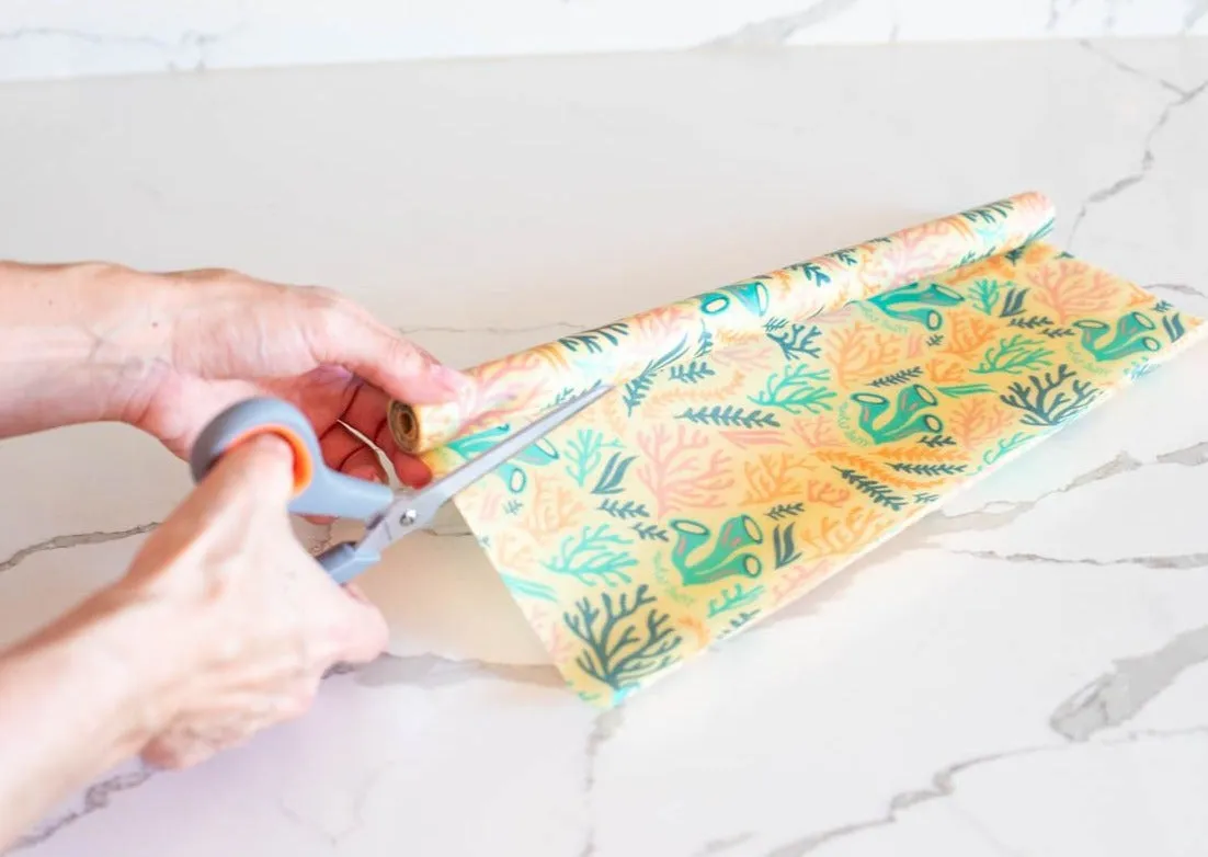 Meli Wraps Beeswax Wrap Bulk Roll   Cutlery Set in Reef Print