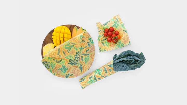 Meli Wraps Beeswax Wrap Bulk Roll   Cutlery Set in Reef Print