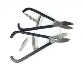 Metal shear pack, French Style, Sheet metal shears, Straight and Curved blade, smooth Cutters, set of 2