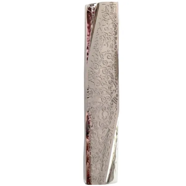 Mezuzah - Geometric - Pomegranates - Hammer Work   Stainless Steel