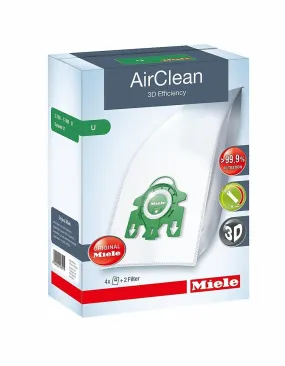 Miele U 3D Efficiency Air Clean Vacuum Bags (4 Bags   2 Filters)