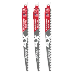 Milwaukee 48-00-5332 9" 3 TPI The AX™ with Carbide Teeth for Pruning & Clean Wood SAWZALL® Blade 3PK