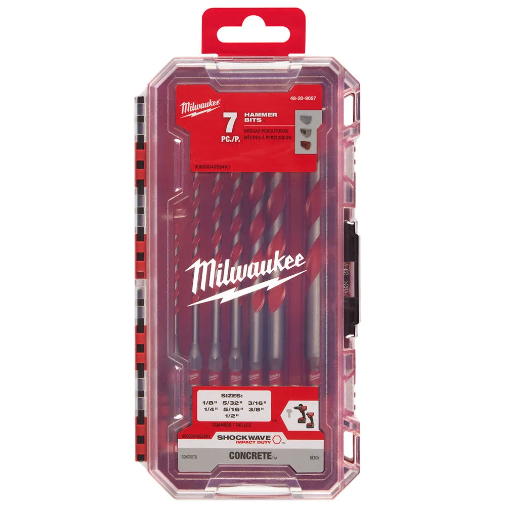 Milwaukee 48-20-9057 7pc. Large SHOCKWAVE™ Carbide Hammer Drill Bit Kit