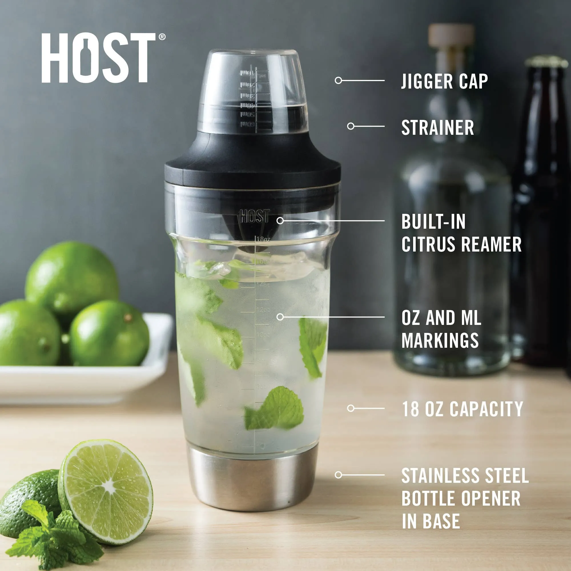 Multi-Use Cocktail Shaker - 5 Bar Tools in 1