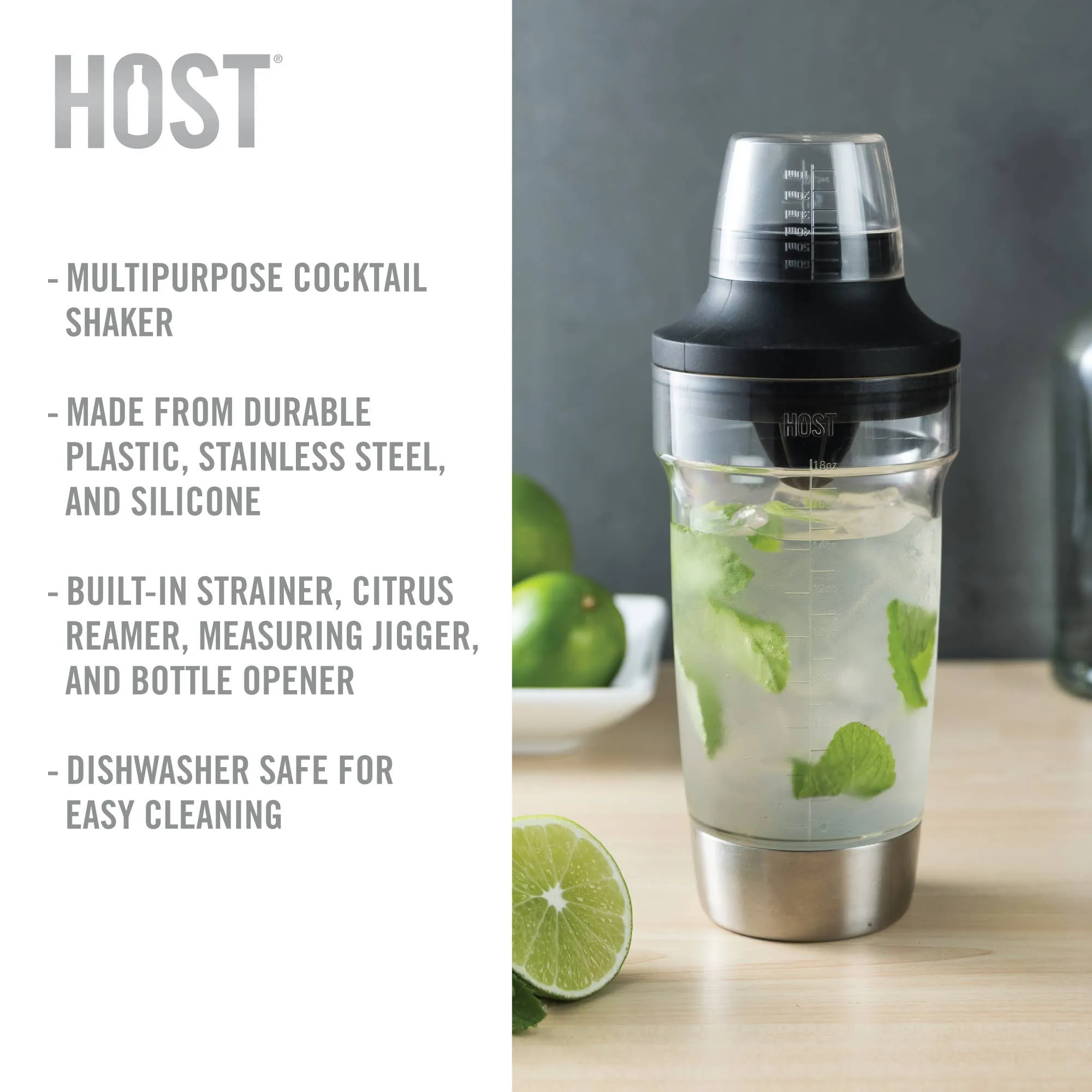 Multi-Use Cocktail Shaker - 5 Bar Tools in 1