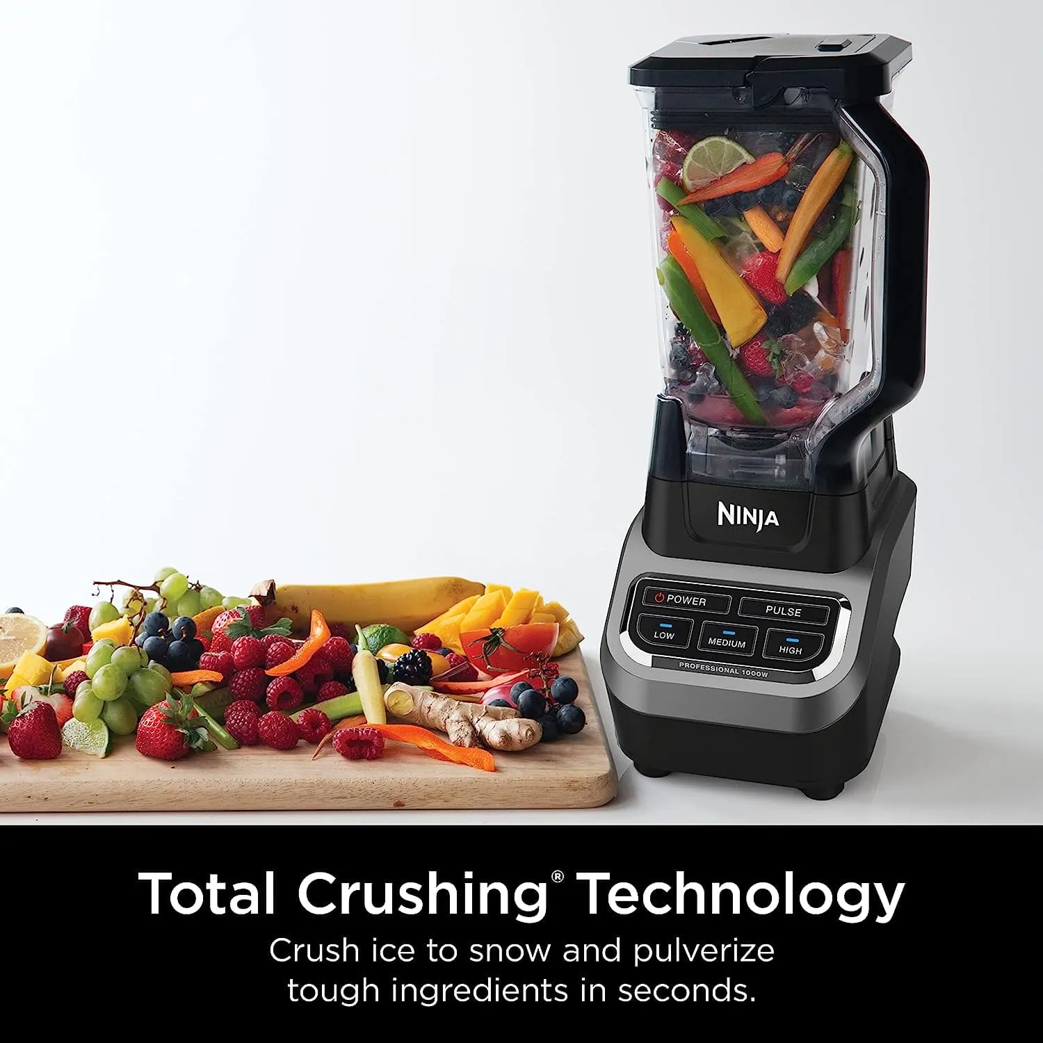 Ninja Professional Blender 72 oz - Get delicious preparations, nutritious juices, and consistent sauces . It features 1000 watts total grind technology, 3 adjustable speeds, and an extra large pitcher of 72 oz or 2.1 liters capacity - 427387