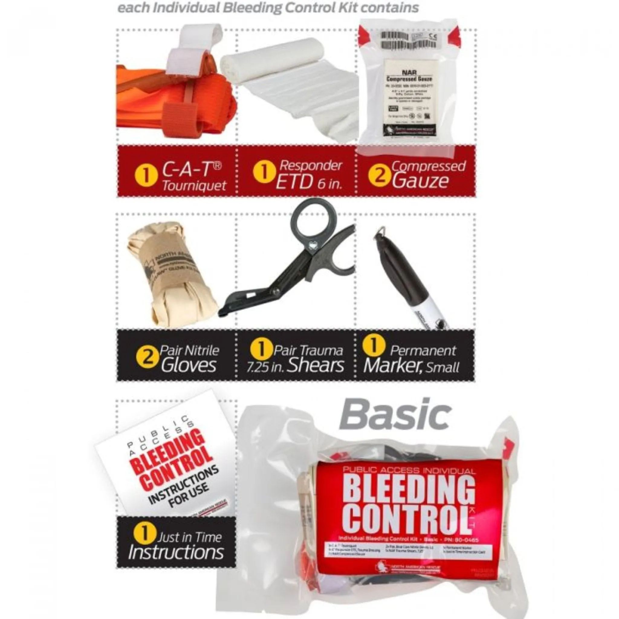 North American Rescue 80-0465 Basic Bleed Control Kit, 1 Kit