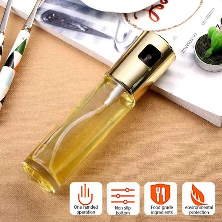 Oil Spray Pump Glass Bottle With Gold Top | Oil Dispenser