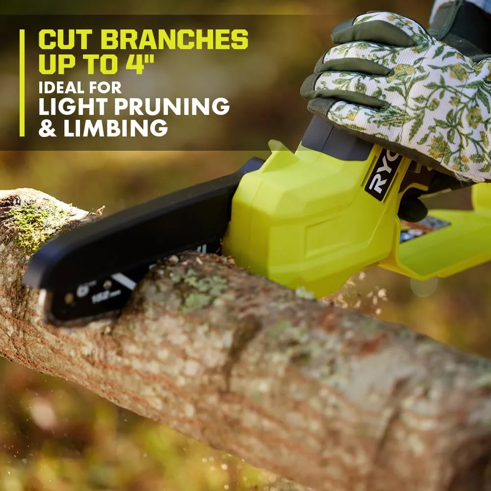 Open Box - RYOBI ONE  18V 6 in. Cordless Battery Compact Pruning Mini Chainsaw (Tool Only)