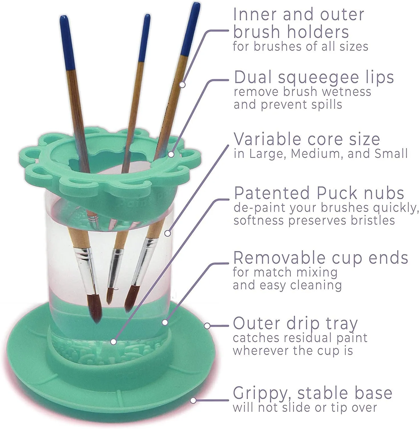 Paint Brush Cleaner Rinse Cup (All-in-One) Fine Art | Studio | Classroom | Brushes Holder & Silicone Cleaning System