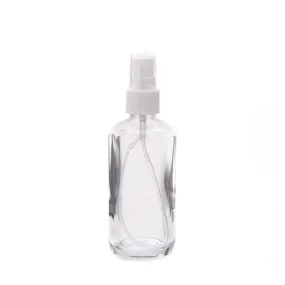 Perfume Glass Bottle Cylinder 100ml with White Pump Shiny Silver Overcap W2053