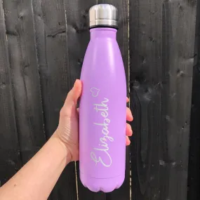 Personalised Metal 500ml Double Walled Water Bottle Love Heart Design