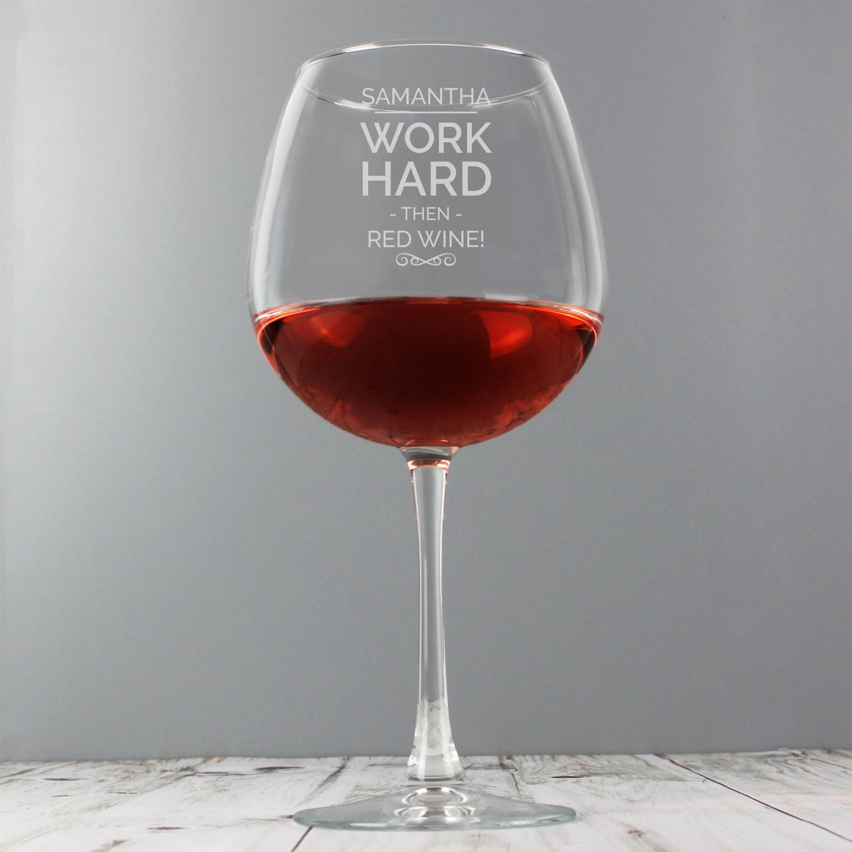 Personalised Work Hard Balloon Glass