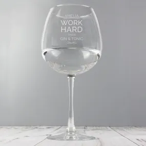 Personalised Work Hard Balloon Glass