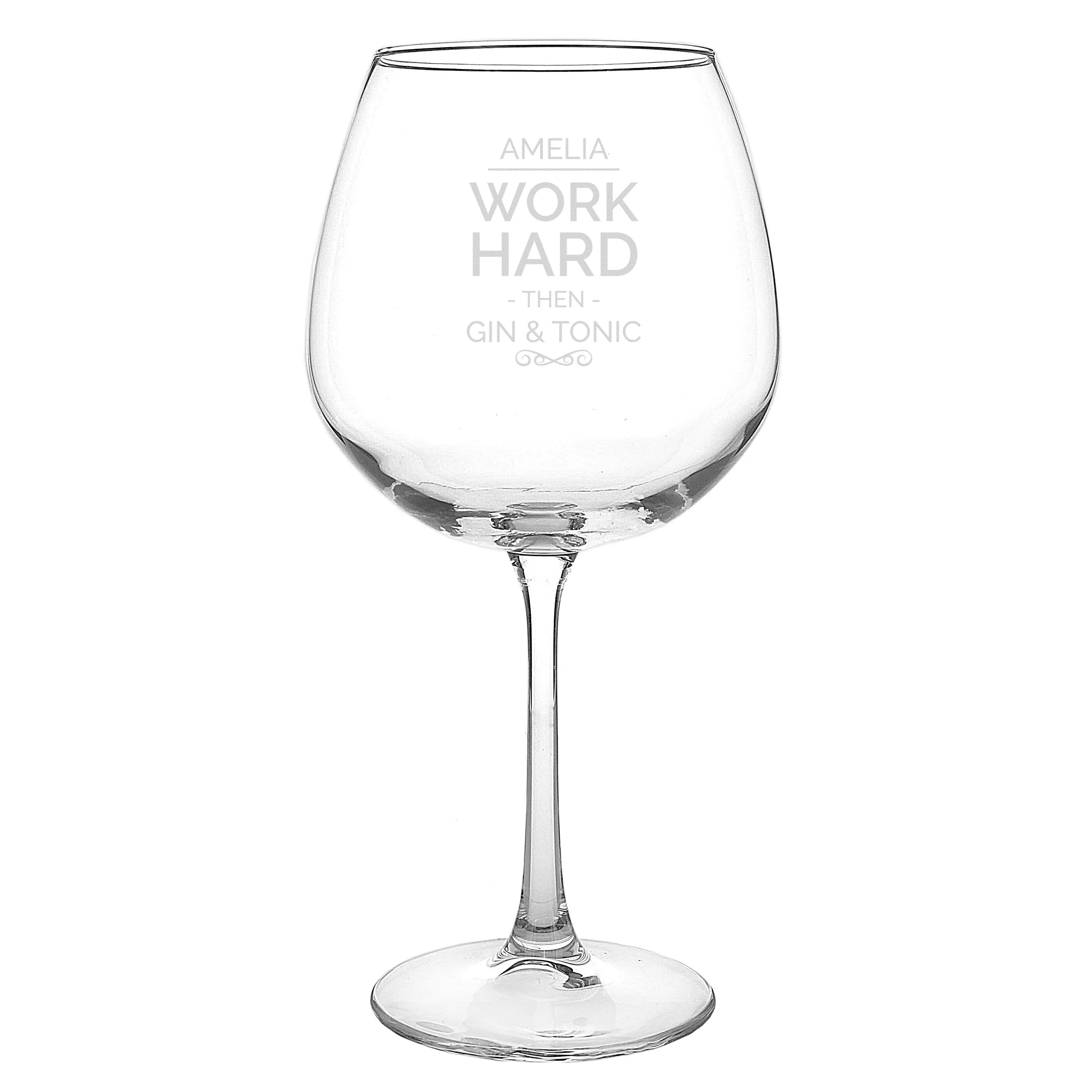 Personalised Work Hard Balloon Glass