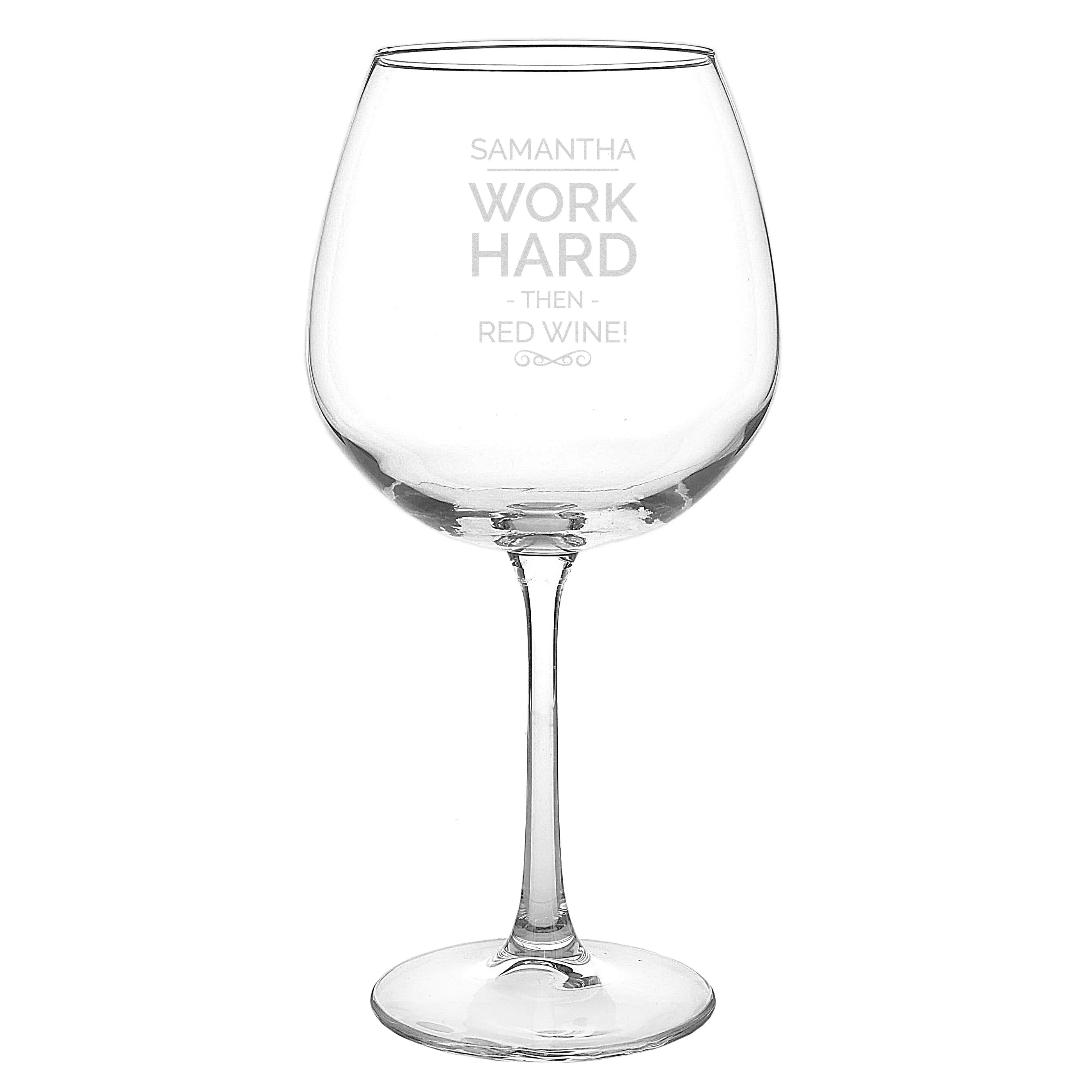 Personalised Work Hard Balloon Glass