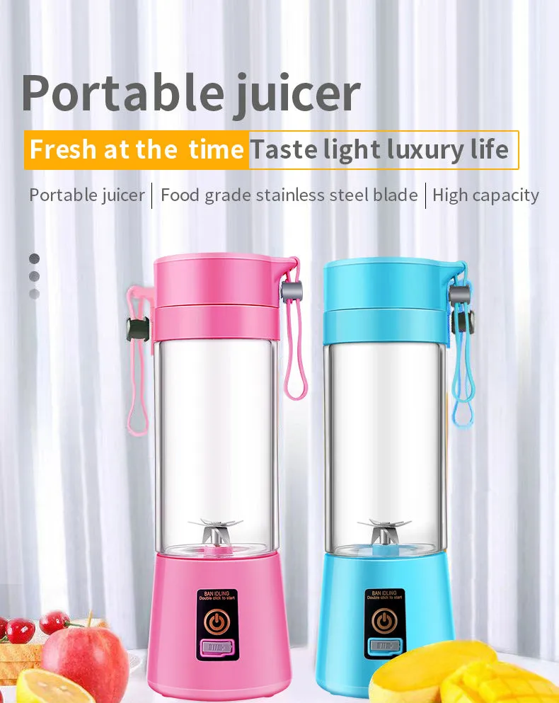 Portable Rechargeable Juice Blender with 6 Blades 380ml - HM-03