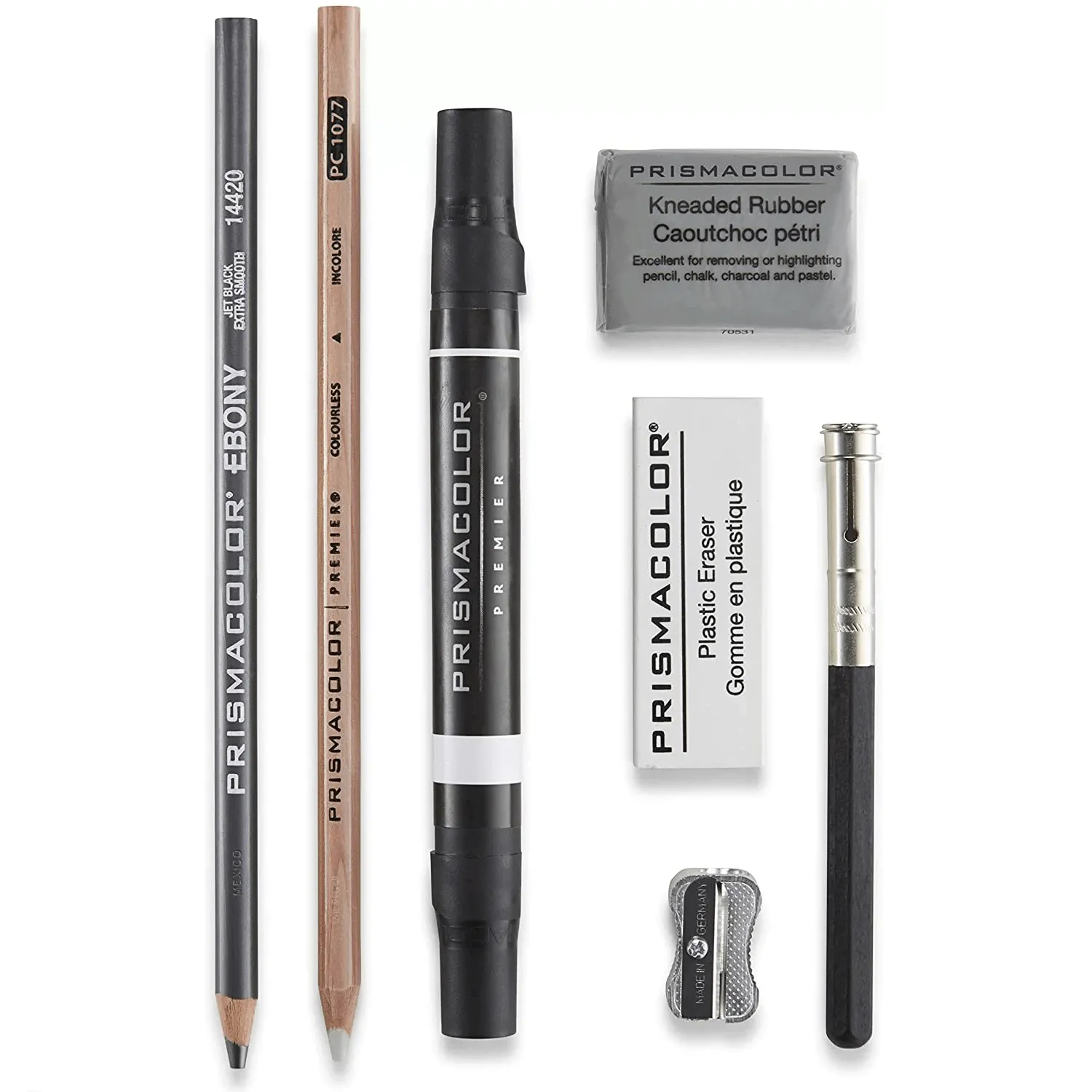 Prismacolor Premier 7pc Art Accessory Set Blender Pencil Pen Eraser Extender Ebony Graphite