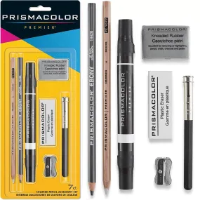 Prismacolor Premier 7pc Art Accessory Set Blender Pencil Pen Eraser Extender Ebony Graphite