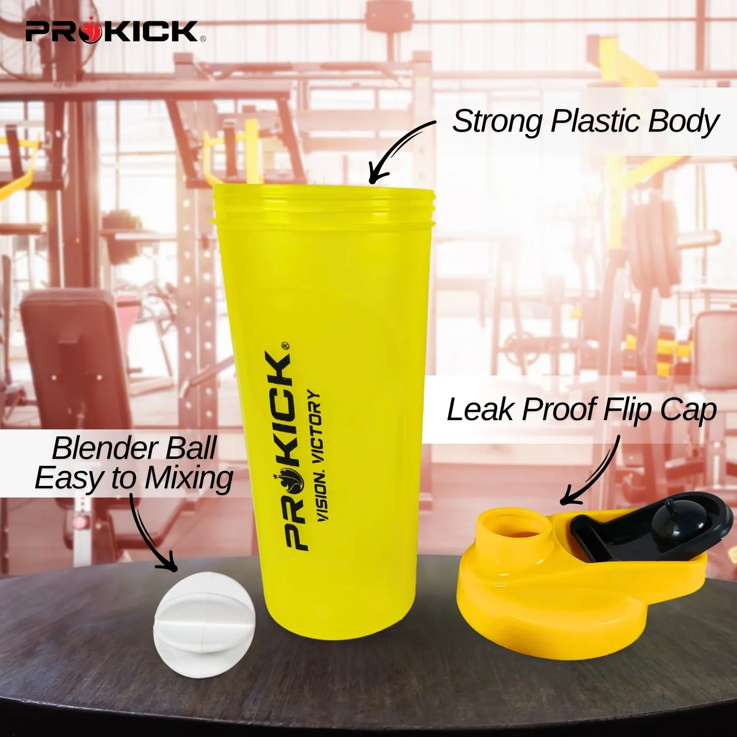 Prokick Sports Shaker Bottle with Mixer Ball, Thrust - 750ml