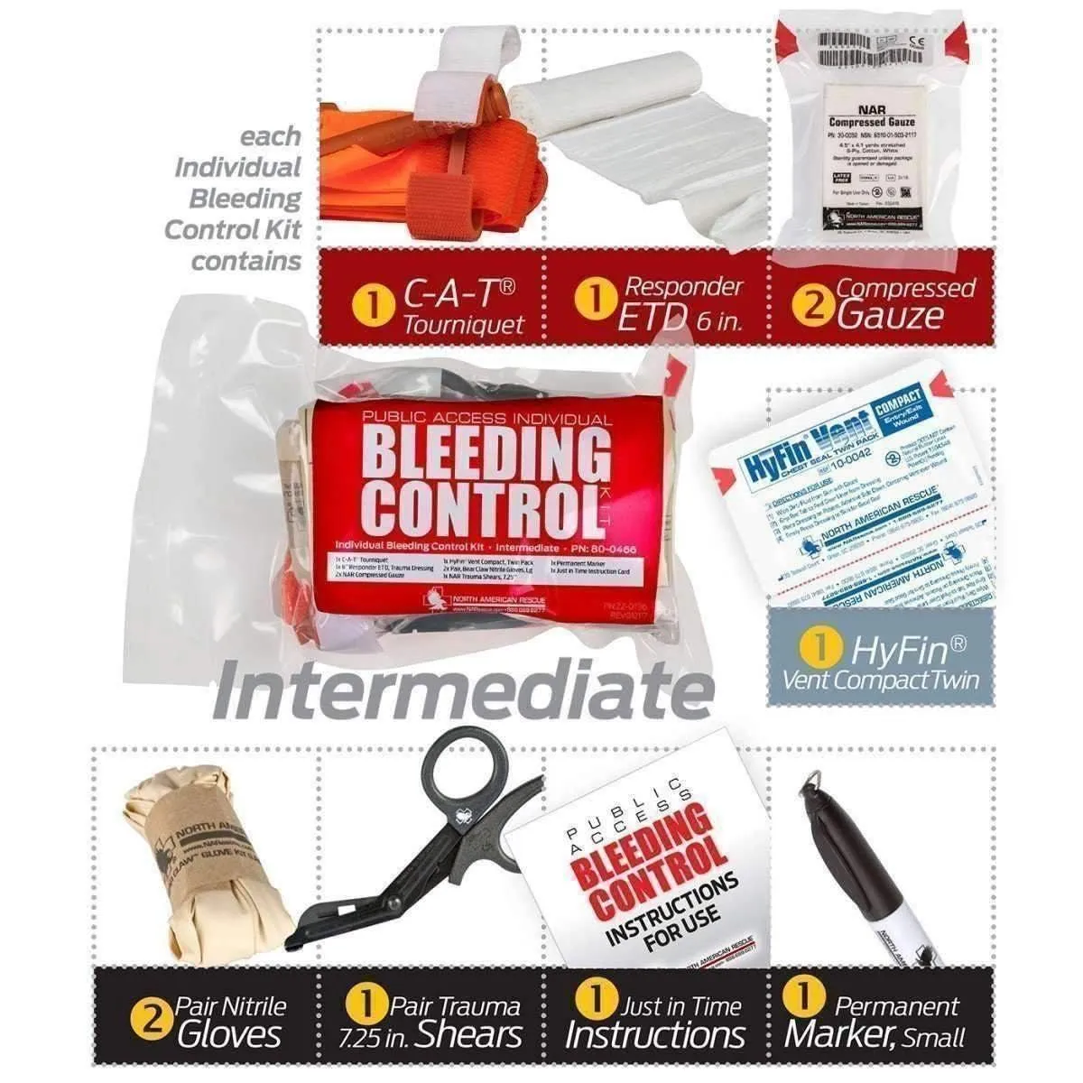 Public Access Bleeding Control 8 Pack - Vacuum Sealed