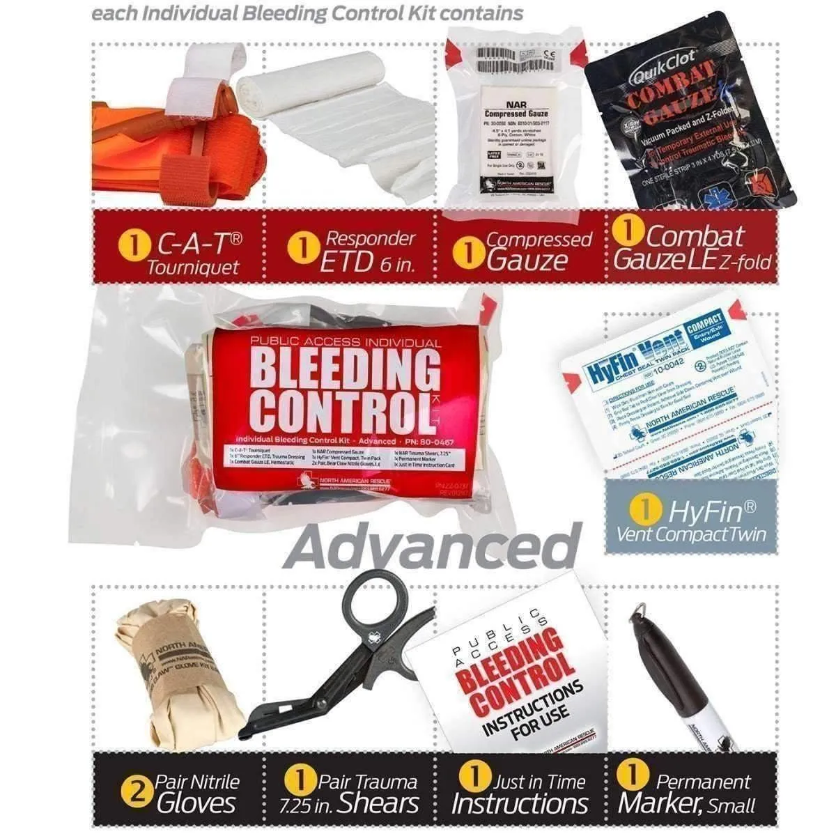 Public Access Bleeding Control 8 Pack - Vacuum Sealed