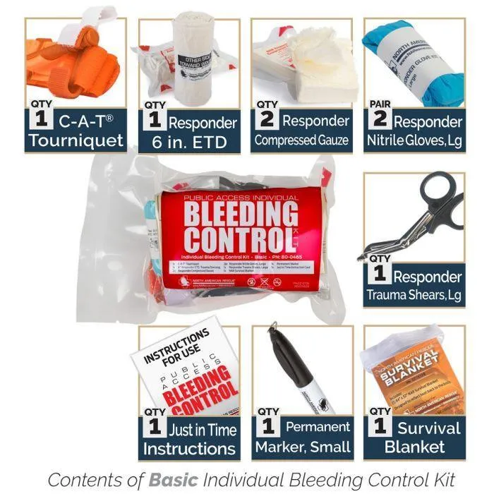 Public Access INDIVIDUAL Bleeding Control Kit - Vacuum Sealed