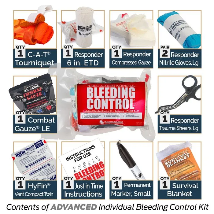 PUBLIC ACCESS INDIVIDUAL BLEEDING CONTROL KIT - VACUUM SEALED