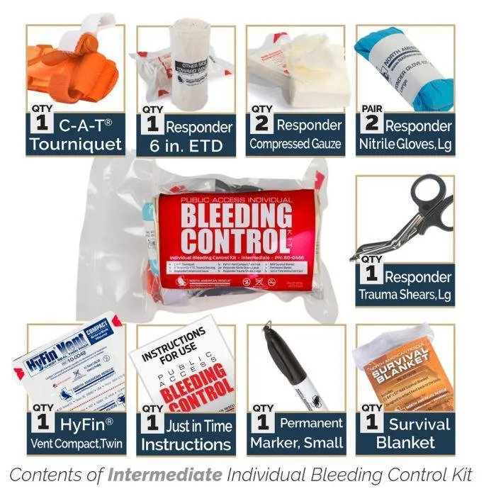 Public Access INDIVIDUAL Bleeding Control Kit - Vacuum Sealed